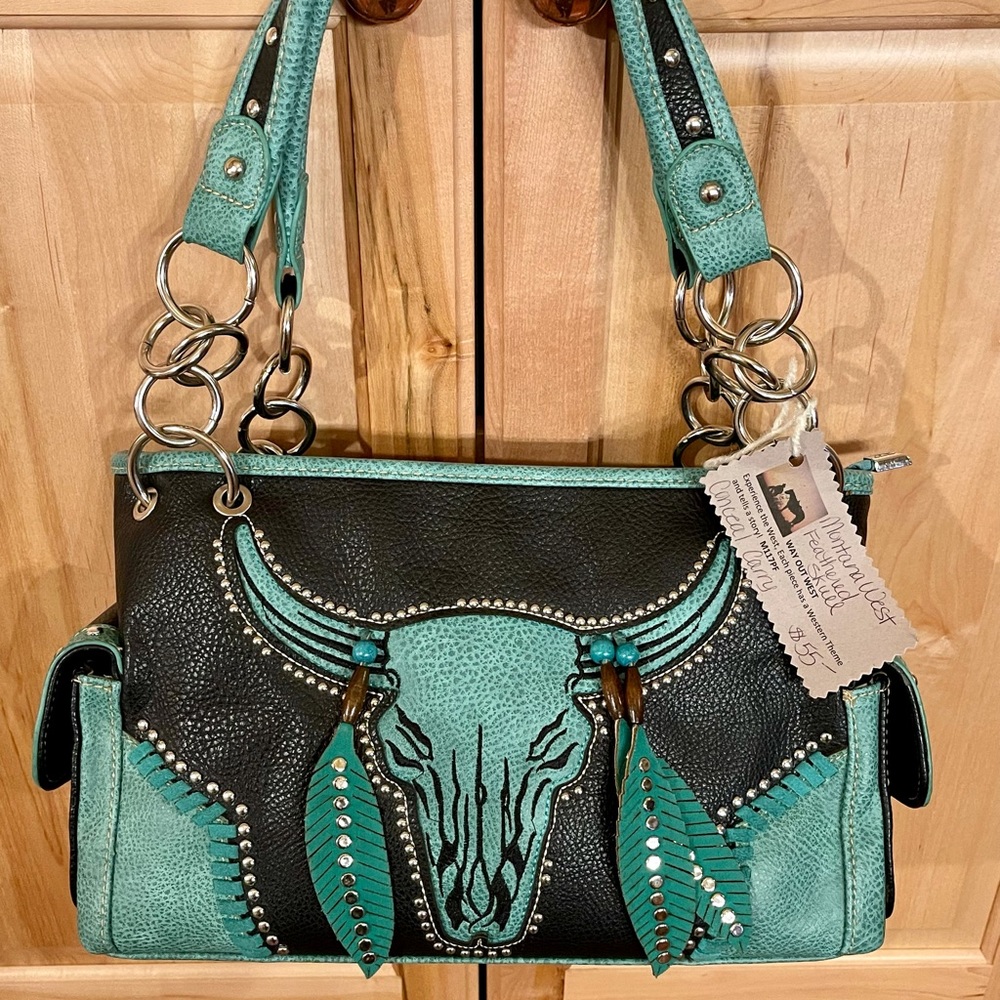 Montan West Feathered Skull Conceal Carry Purse